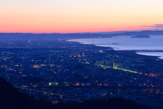 Night view from the Shonandaira Observatory in Hiratsuka, Kanaga