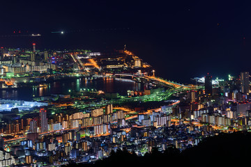 Kobe at night, View from the Kukuseidai of Mt.Maya