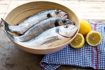 Raw Dorado fish in a bowl