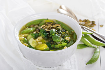 Green minestrone with vegetables