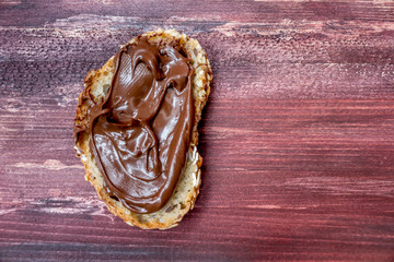 Chocolate hazelnut cream spread overhead view