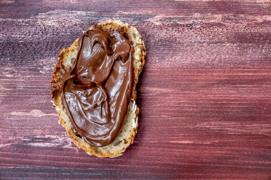 Chocolate hazelnut cream spread overhead view