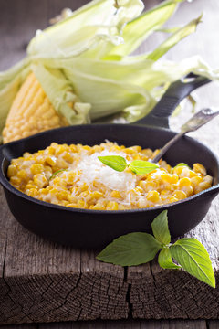 Creamy corn with parmesan