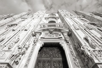 Cathedral in Milan. Black and white.