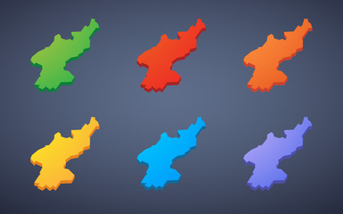 North Korea map icon set