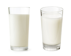 Glass of milk set isolated with clipping path included