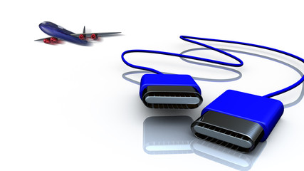 USB plug in a red plastic coating