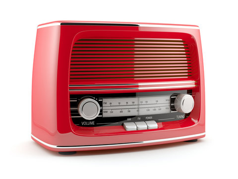 Red retro radio isolated