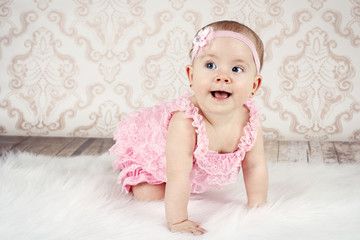 Crawling little baby girl