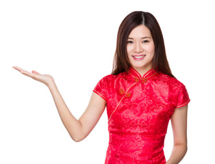 Chinese woman with hand presentation