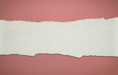 Vintage red paper background with white torn stripe