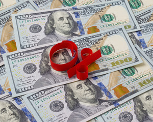 Background of dollars and 0 percent