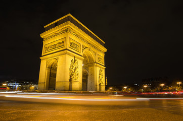Fototapeta na wymiar Arch of Triumph of the Star in Paris (France) at night