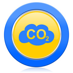 carbon dioxide blue yellow icon co2 sign