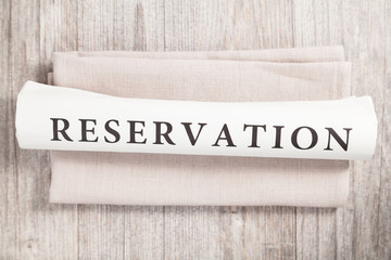 reservation (englisch) geschrieben