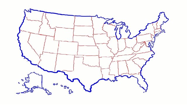 united state of america map with state