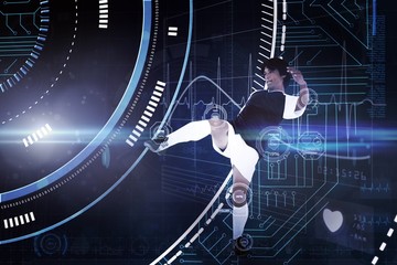 Composite image of football player