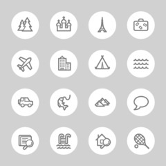 Travel web icons set