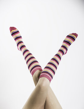 Beautiful legs in funny socks