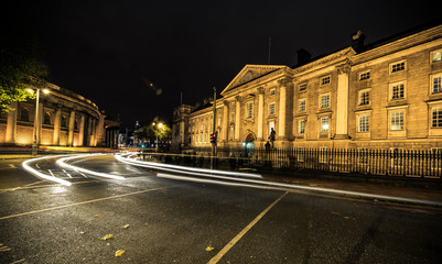 Trinity college in Dublin at night