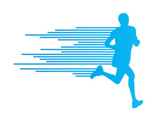 Man runner silhouette vector background template concept