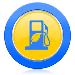 biofuel blue yellow icon bio fuel sign