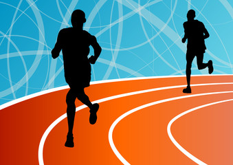 Fototapeta na wymiar Active runner sport athletics running silhouettes illustration b