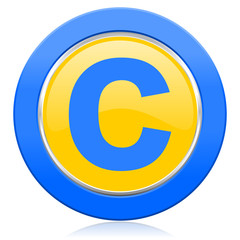 copyright blue yellow icon