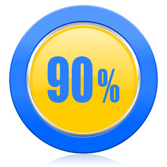 90 percent blue yellow icon sale sign