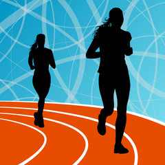Active runner sport athletics running silhouettes illustration b