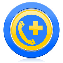emergency call blue yellow icon