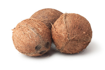 three coconuts isolated on the white background