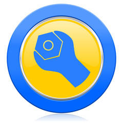 tools blue yellow icon service sign