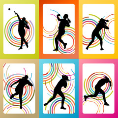 Athletic woman shot put vector background