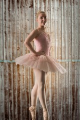 Composite image of pretty ballerina dancing
