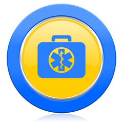 rescue kit blue yellow icon emergency sign