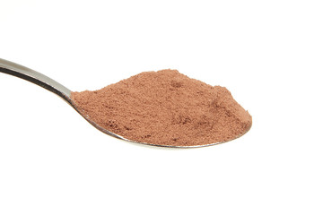 Cocoa powder on a teaspoon