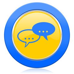 forum blue yellow icon chat symbol bubble sign