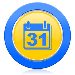 calendar blue yellow icon organizer sign agenda symbol