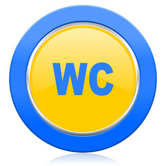 toilet blue yellow icon wc sign