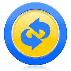 rotation blue yellow icon refresh sign