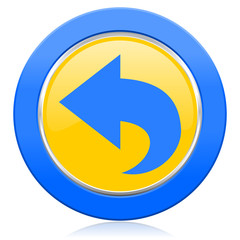 back blue yellow icon arrow sign