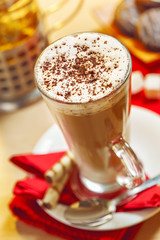 Latte coffee on table