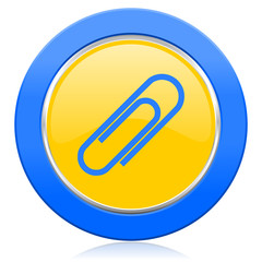 paperclip blue yellow icon