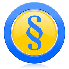 paragraph blue yellow icon law sign