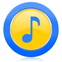 music blue yellow icon note sign