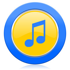 music blue yellow icon note sign