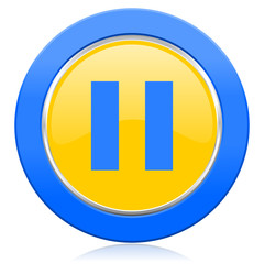 pause blue yellow icon