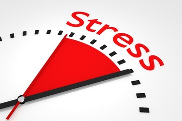 clock with red seconds hand area stress illustration