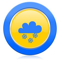 snowing blue yellow icon waether forecast sign